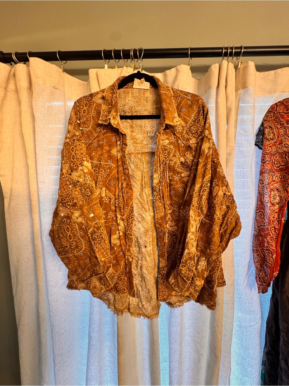 Oli & Hali Burnt Orange Paisley Button-Front Shirt
